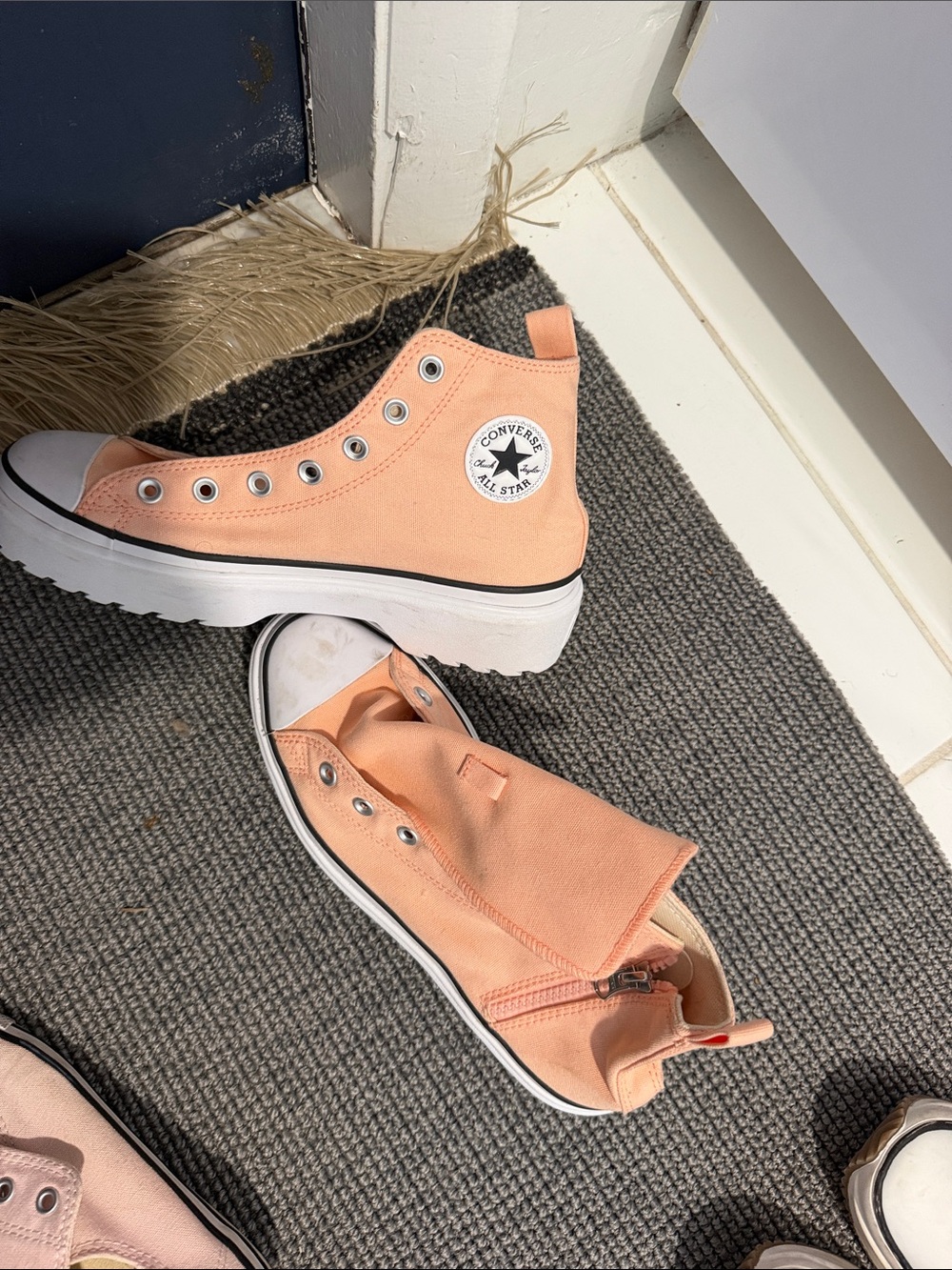Converse Peach Canvas High-Top Sneakers